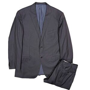 Ermenegildo Zenga Suit "Z Zegna" City Fit Striped Navy Blue 2pc Wool 44L 38x32